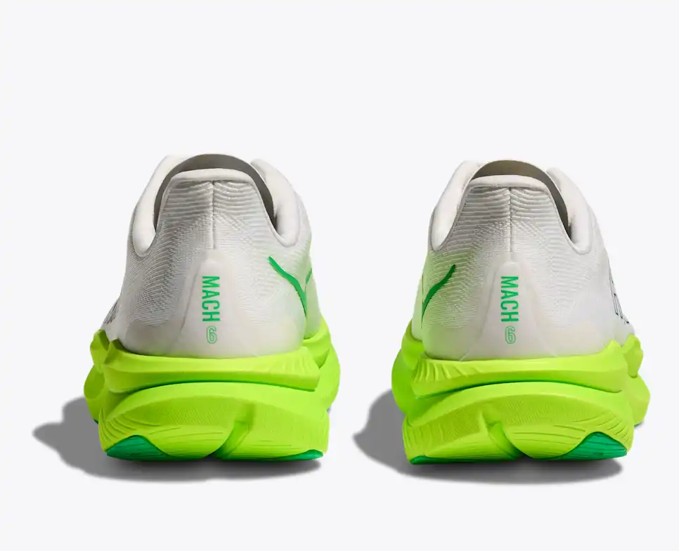 HOKA Men Mach 6 - White / Neon Lime
