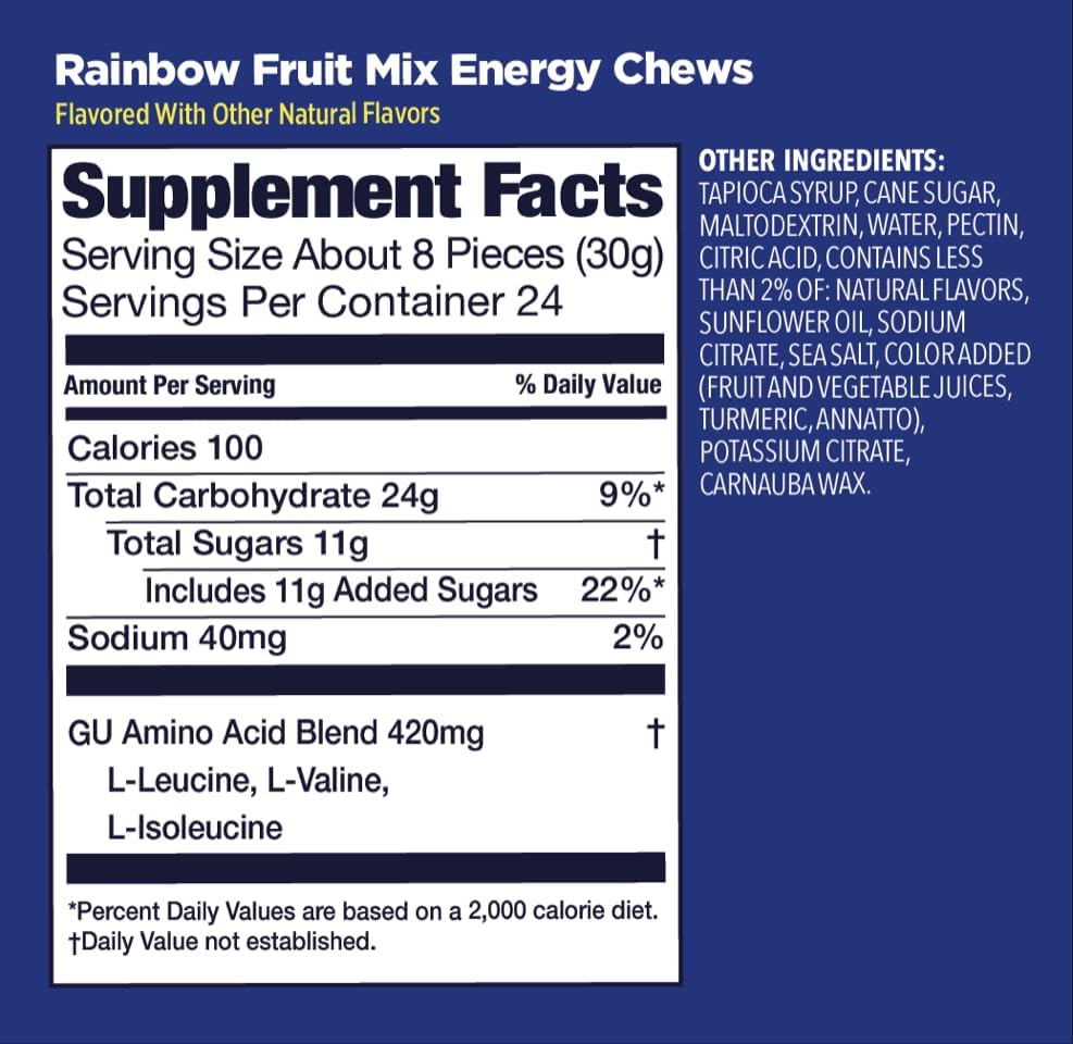 (1 Pack) GU Energy Chews - Rainbow Fruit Mix : Expiry Date : August 2026