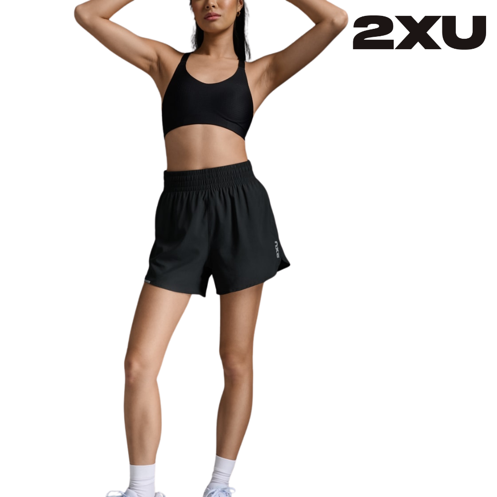 2XU Women Aero Hi-Rise 4 Inch Shorts - Black / Silver Reflective