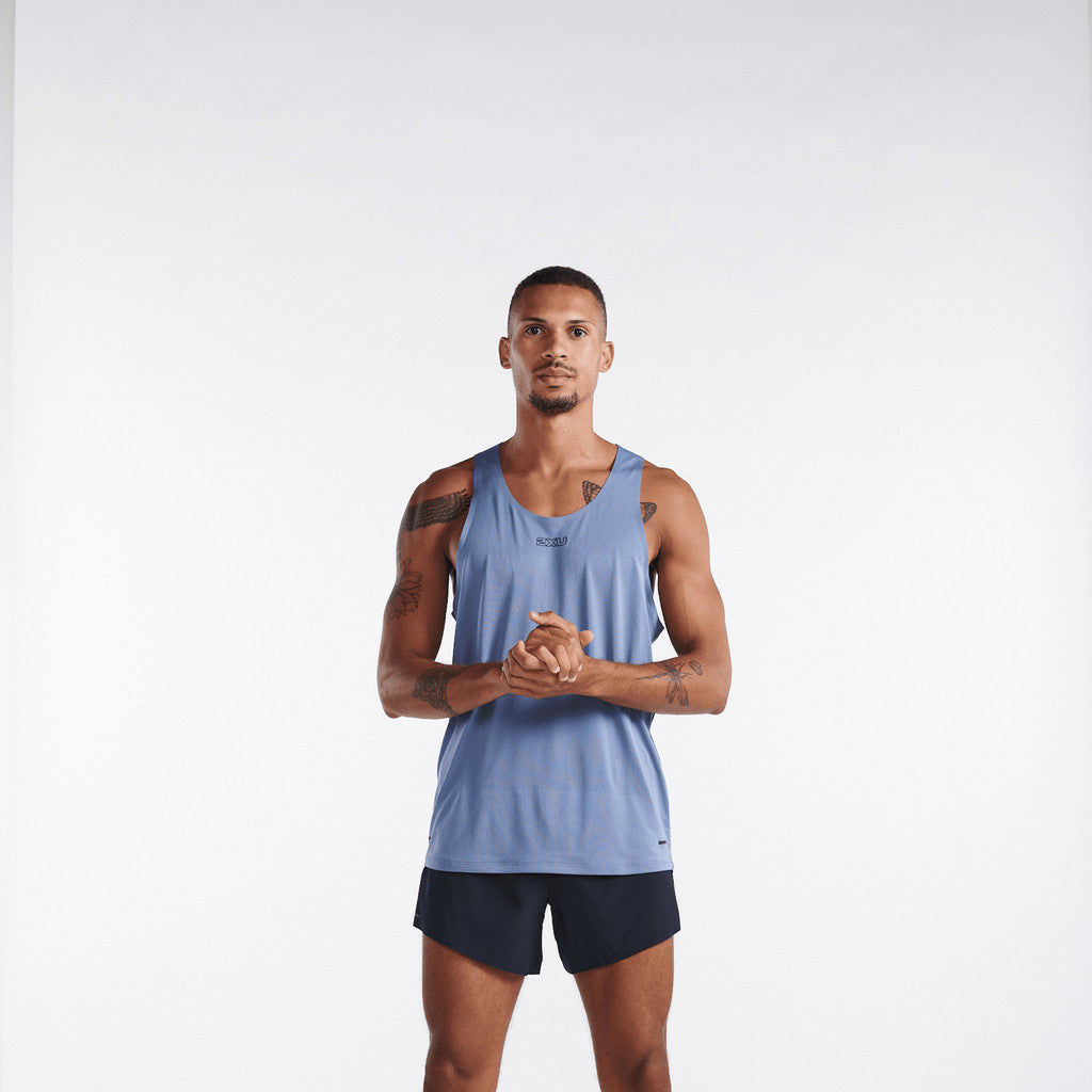 2Xu Men Lightspeed Tech Singlet - Blue Stone / Black Reflective