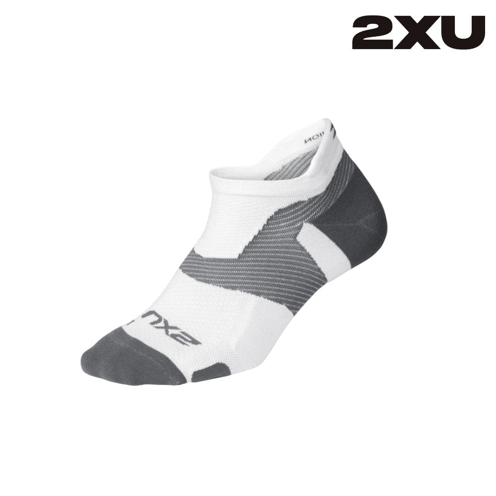 2XU Unisex Vectr Light Cushion Sock No Show - White / Grey