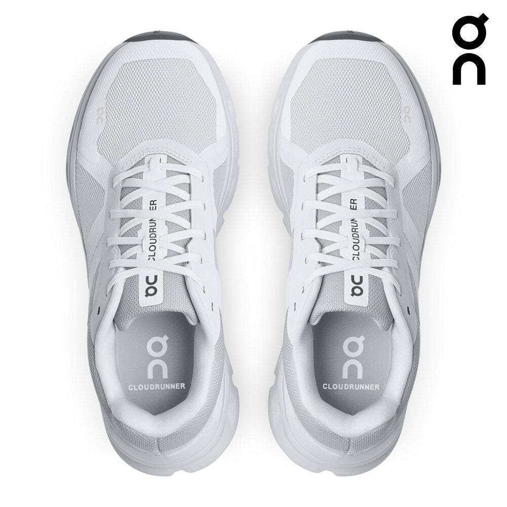 On Women Cloudrunner Wide Running Shoes - White / Frost