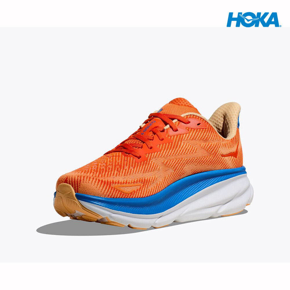 HOKA Men Clifton 9 Wide Running Shoes Vibrant Orange / Impala