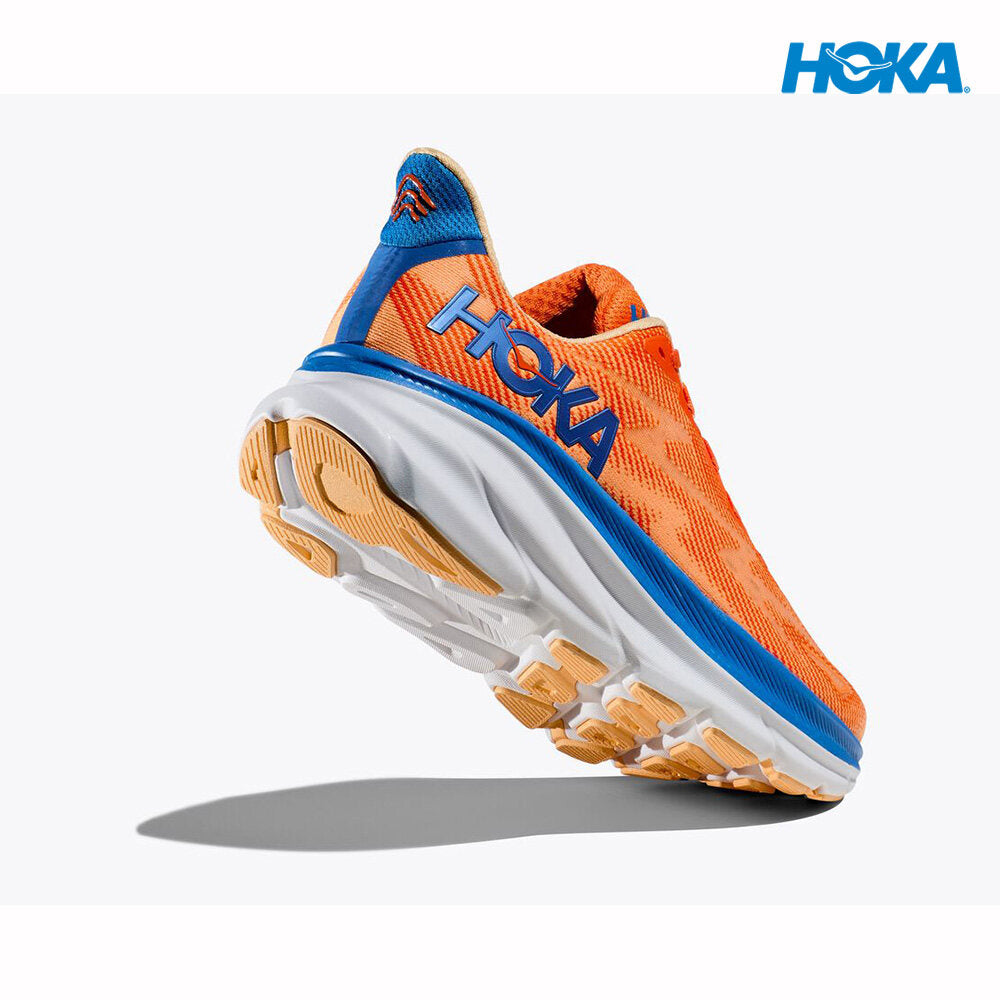 HOKA Men Clifton 9 Wide Running Shoes Vibrant Orange / Impala