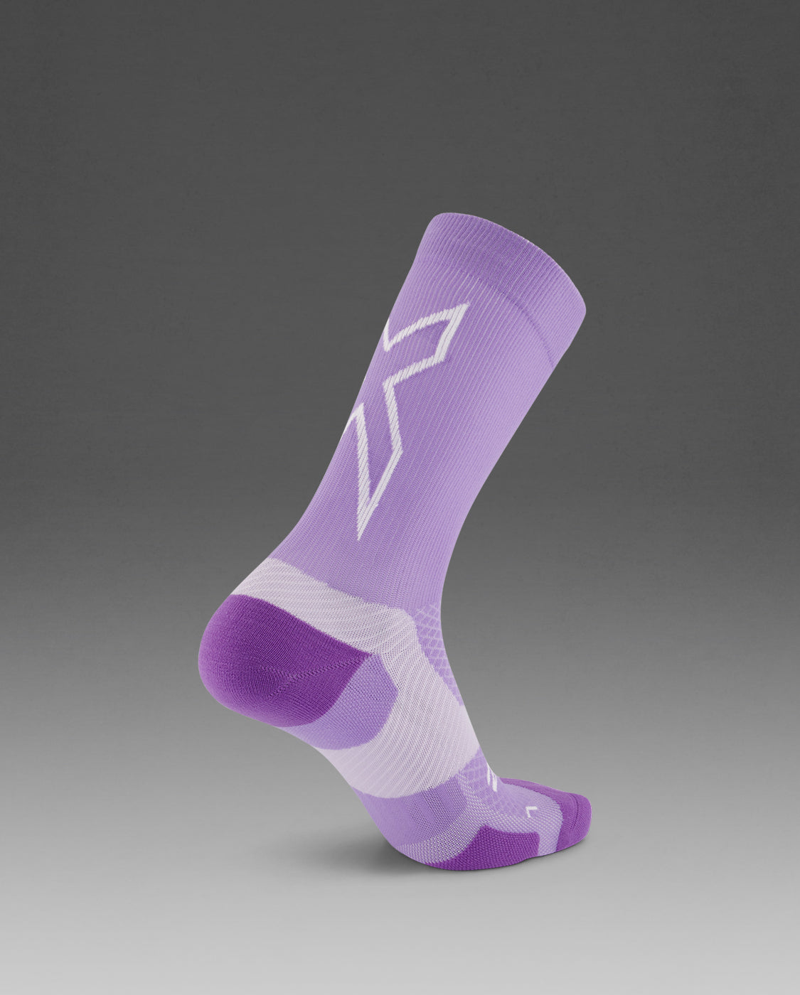 2XU Unisex Vectr Light Cushion Crew Socks - Grape Fizz / White