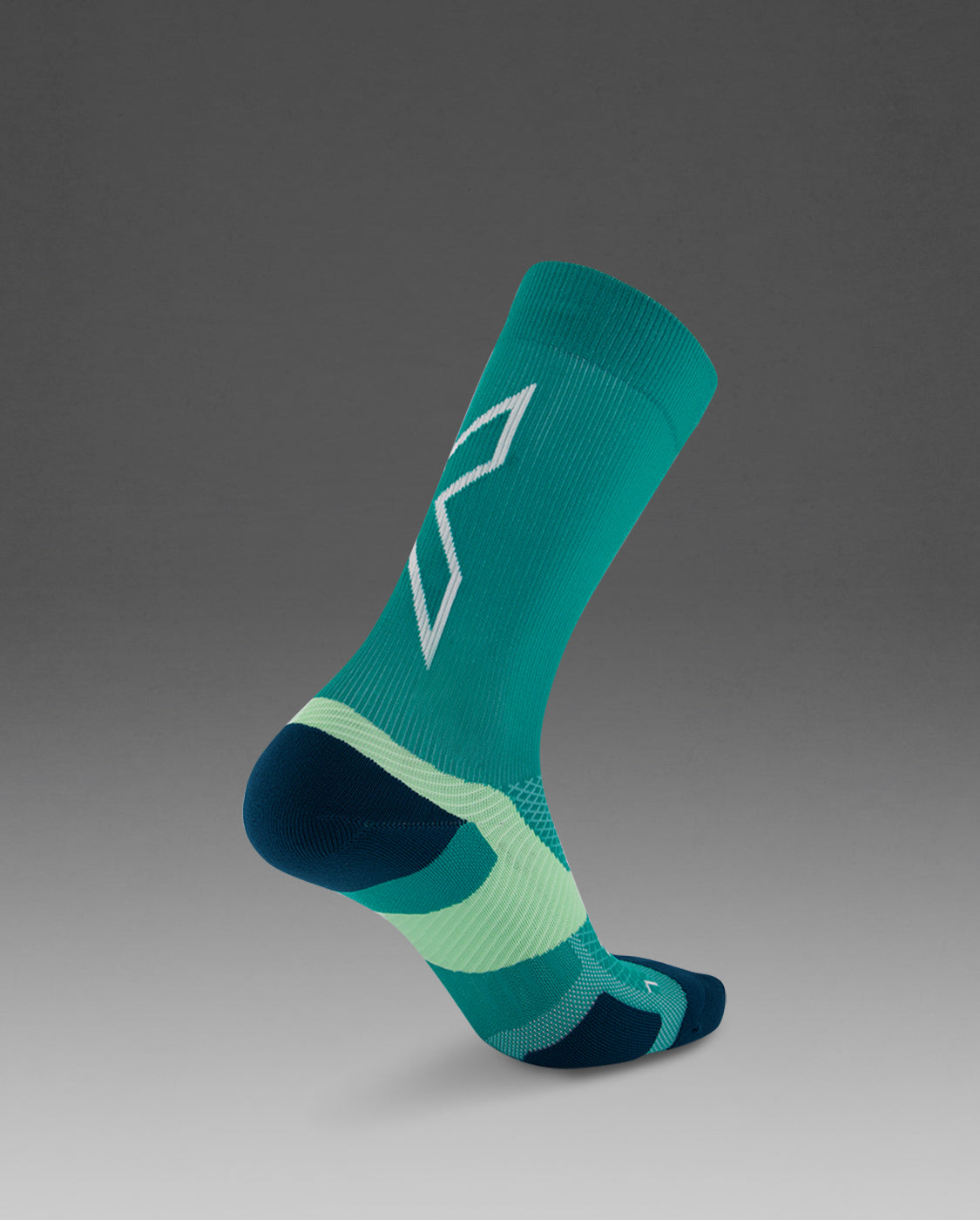 2XU Unisex Vectr Light Cushion Crew Socks - Slate Green / Digital Mint