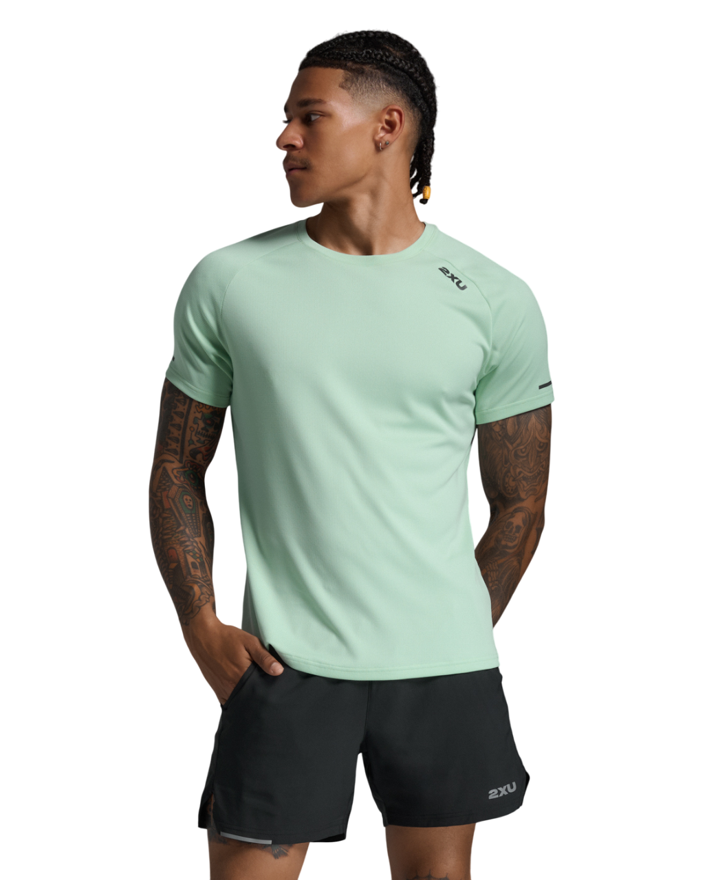 2XU Men Aero Tee - Digital Mint Black Reflective