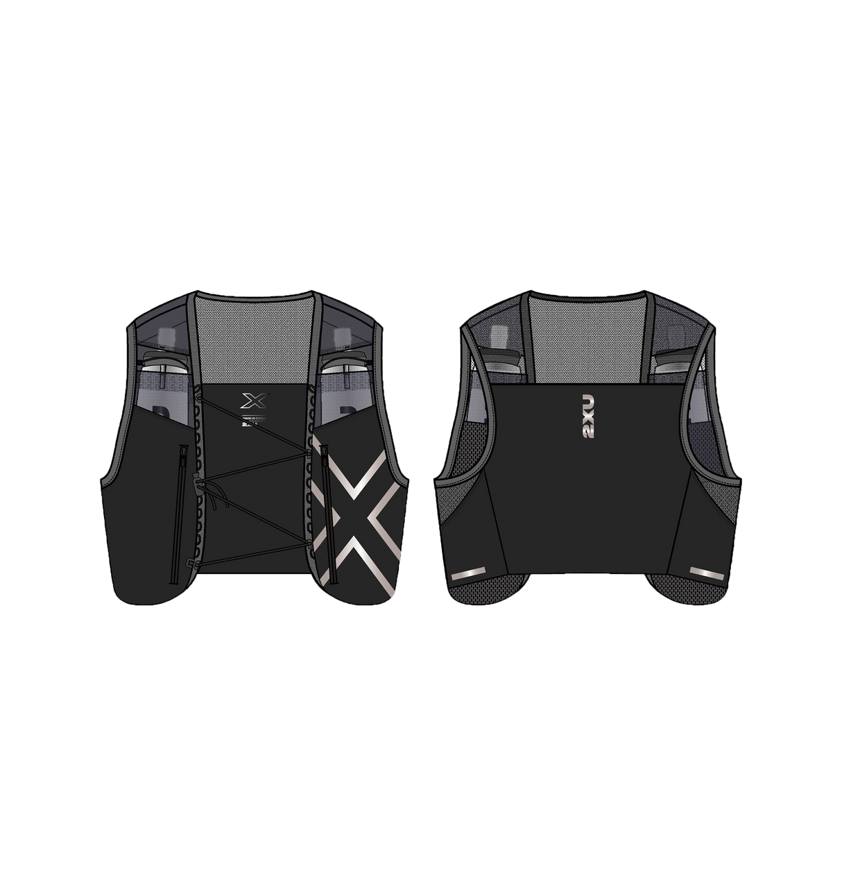 2XU Run Hydration Vest - Black / Silver Reflective