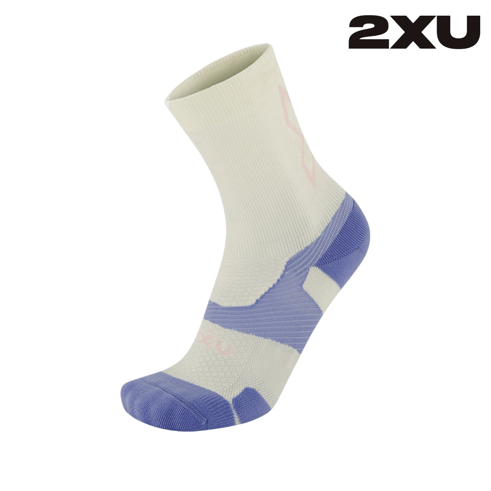 2XU Unisex Vectr Light Cushion Crew Socks - Off White / Lavender
