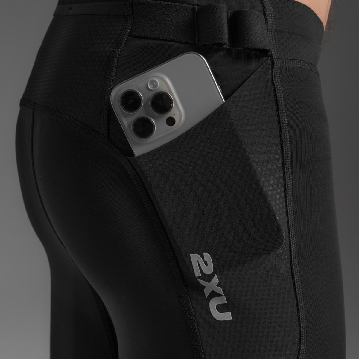 2XU Men Aero Mesh Compression Tights - Black / Silver Reflective