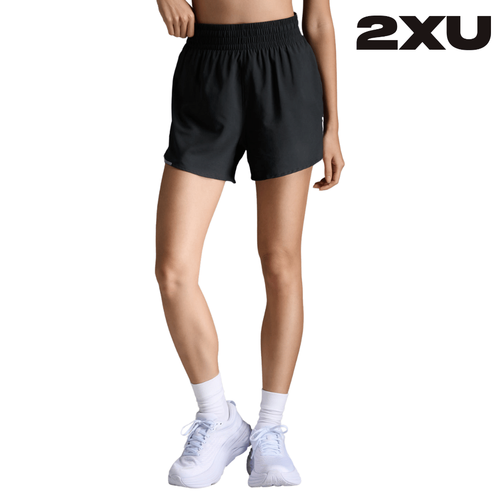 2XU Women Aero Hi-Rise 4 Inch Shorts - Black / Silver Reflective