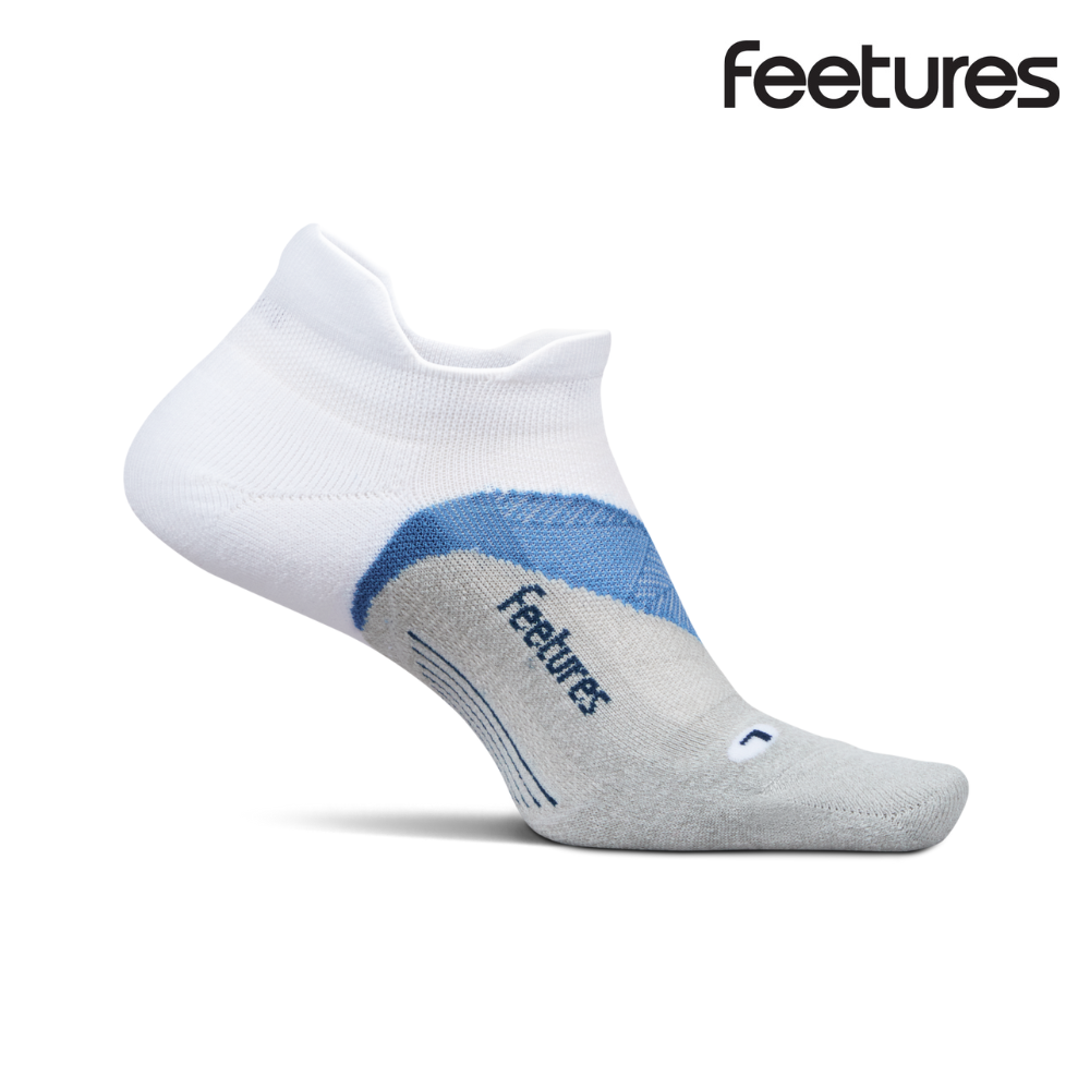 Feetures Active Elite Light Cushion No Show Tab - White Tide