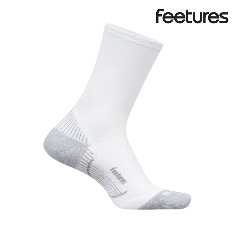 Feetures Plantar Fasciitis Relief Light Cushion Mini Crew - White