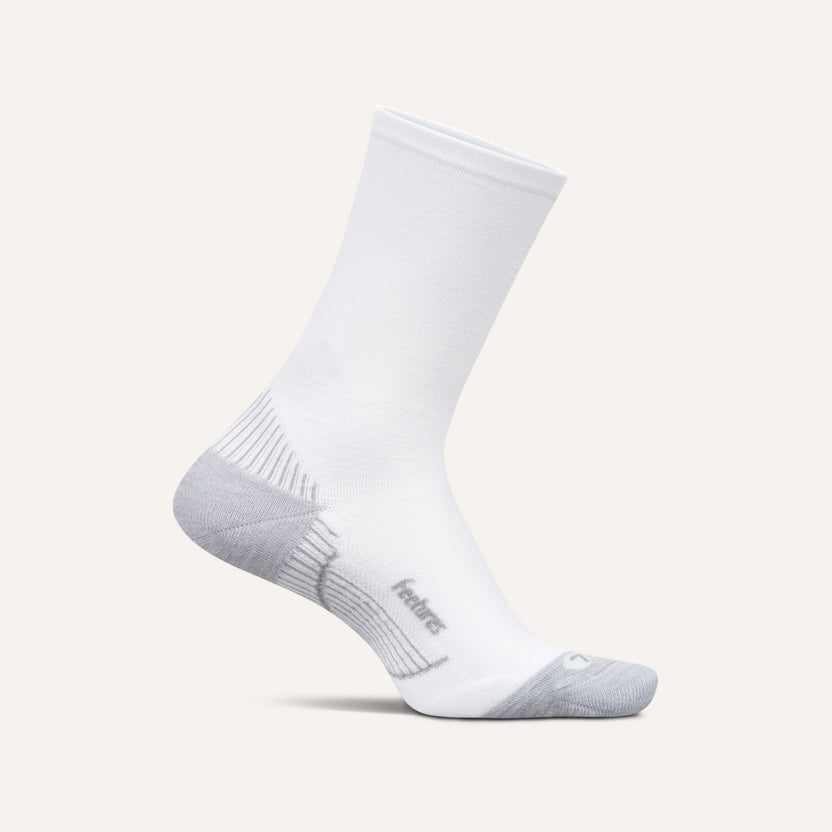 Feetures Plantar Fasciitis Relief Light Cushion Mini Crew - White
