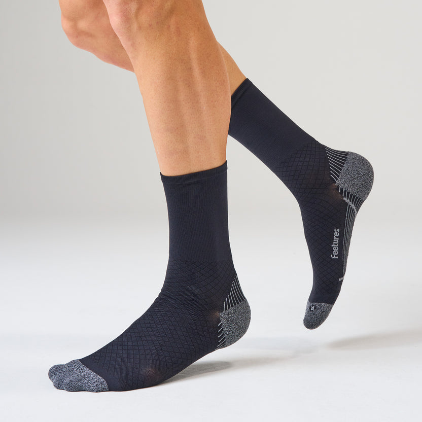 Feetures Plantar Fasciitis Relief Light Cushion Mini Crew - Black