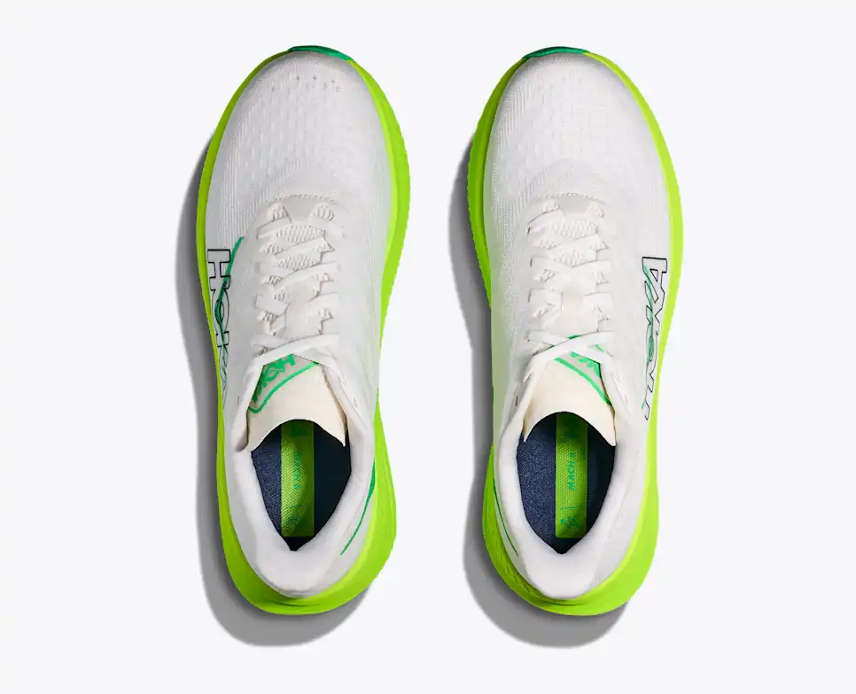HOKA Men Mach 6 - White / Neon Lime
