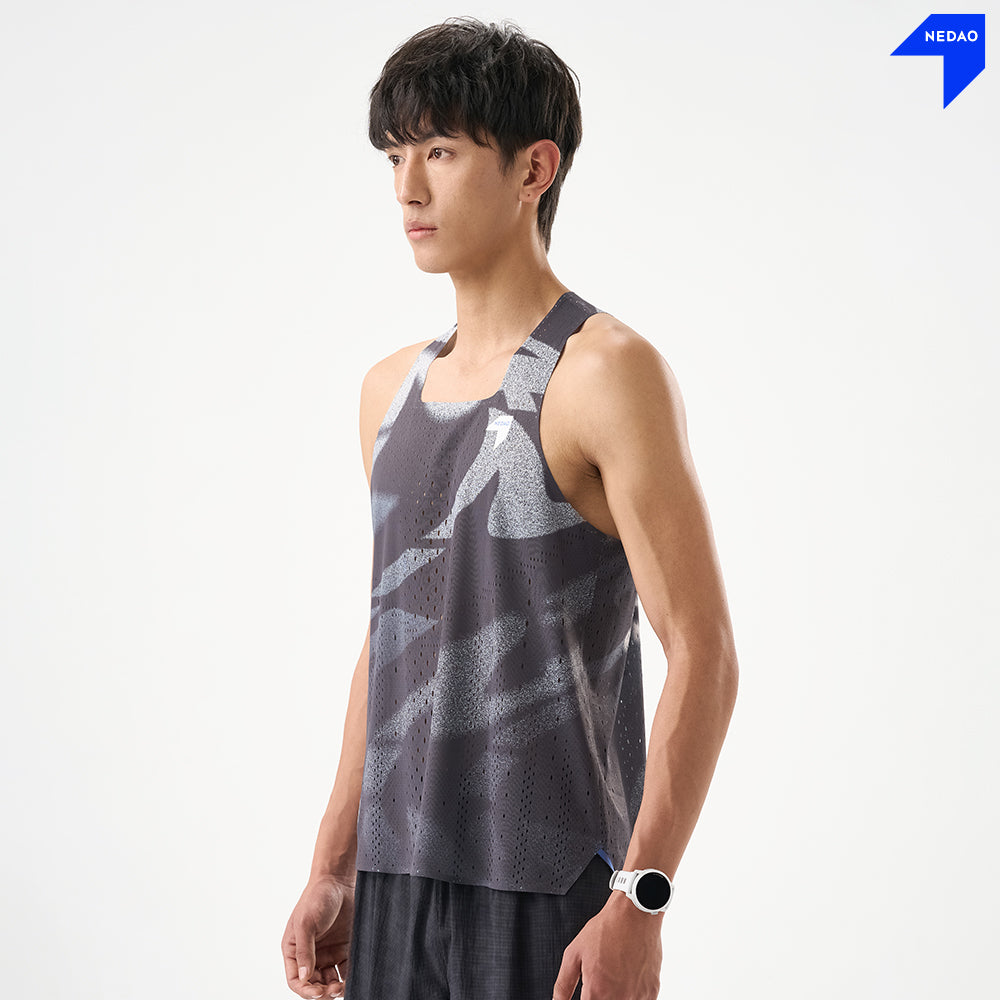 NEDAO Men Qiflow Racing Singlet Vortex - Forge Black