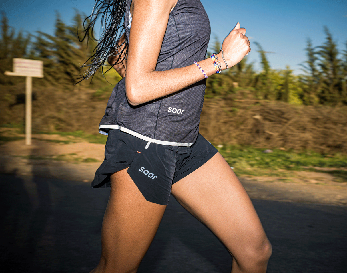 SOAR Running Women Split Shorts - Black