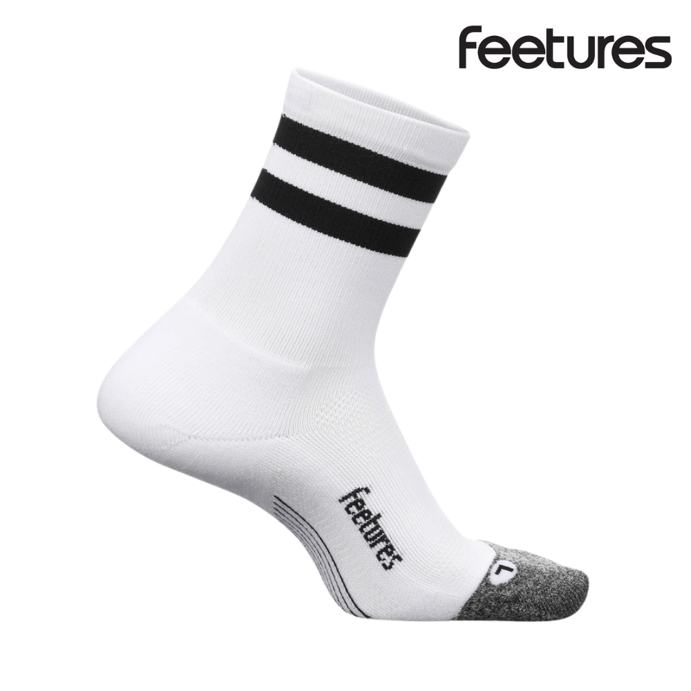 Feetures Active Elite Light Cushion Mini Crew - White High Top Stripe