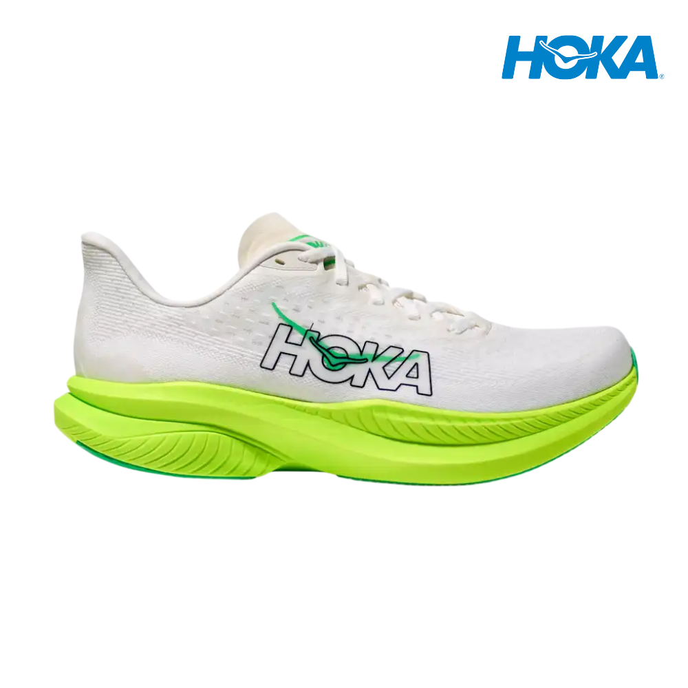 HOKA Men Mach 6 - White / Neon Lime