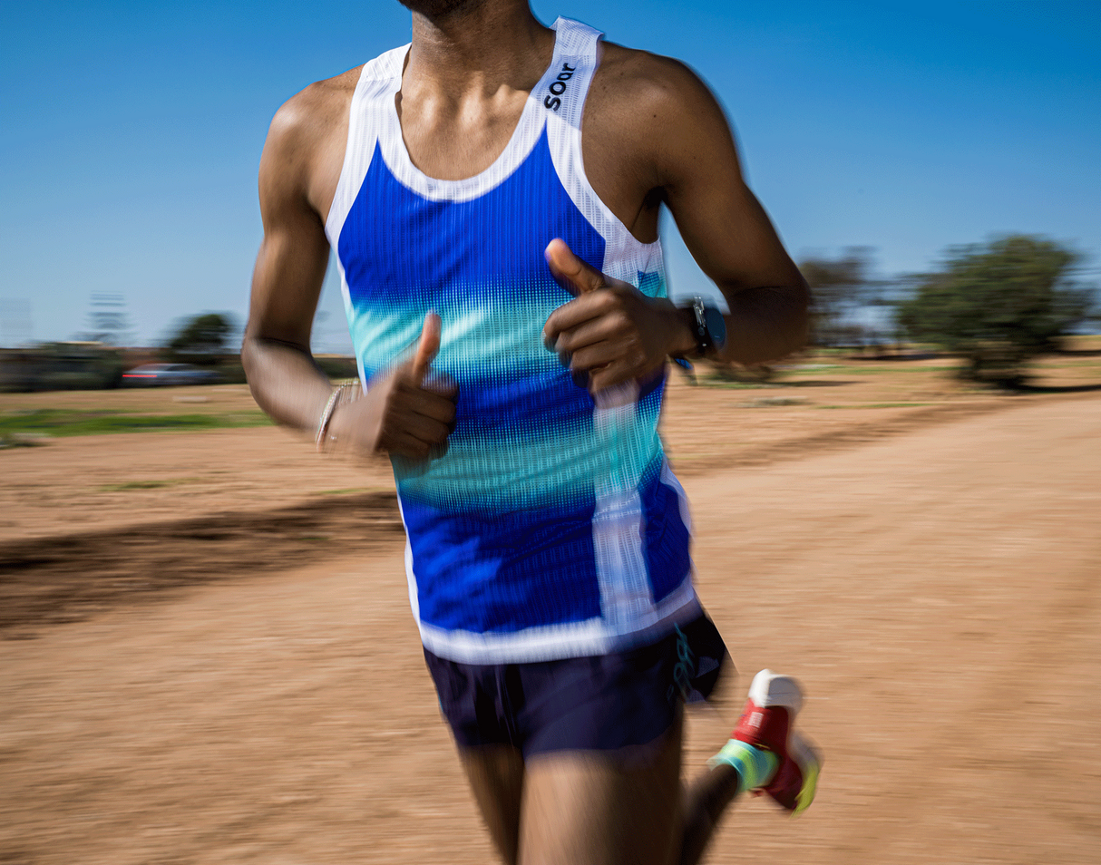 SOAR Running Men Race Vest - White / Summer Rainbow