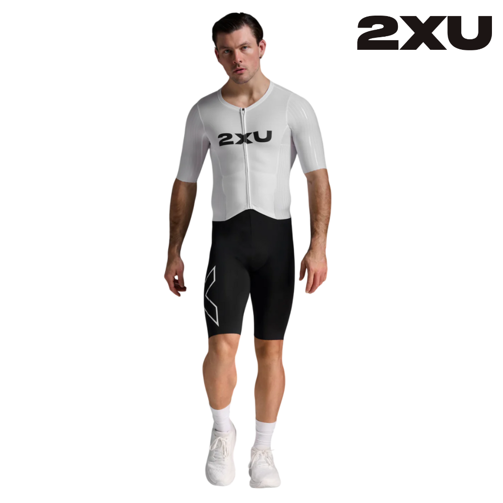 2XU Men Light Speed React Sleeved Trisuit - Black / White