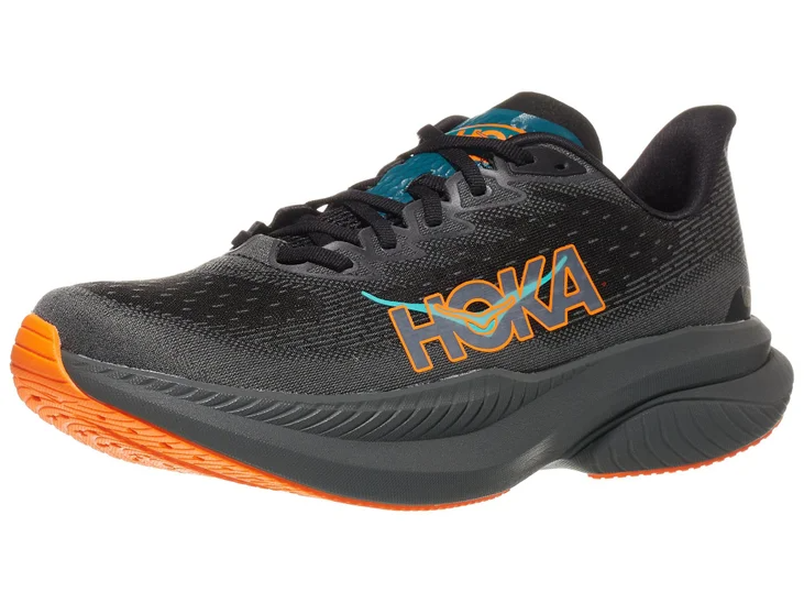 HOKA Men Mach 6 - Black / Electric Tangerine