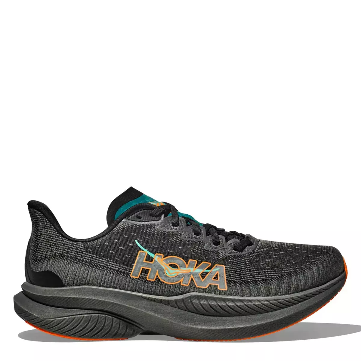 HOKA Men Mach 6 - Black / Electric Tangerine