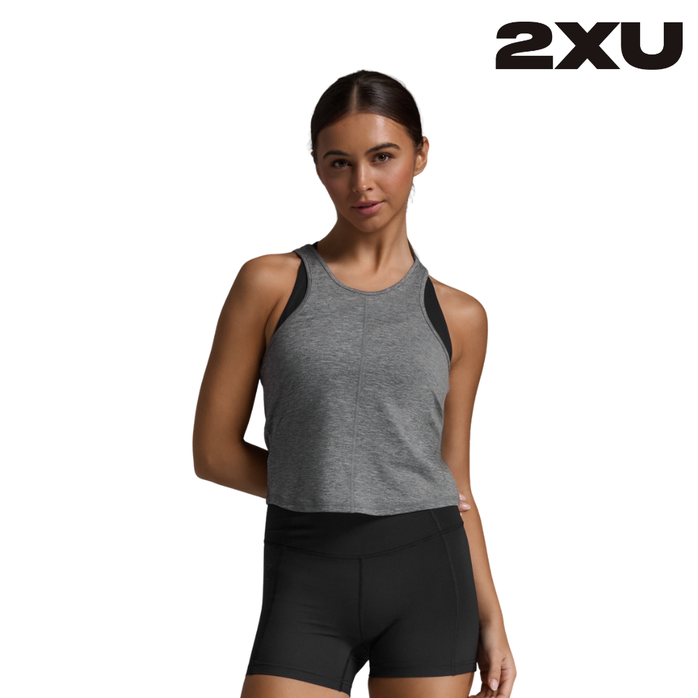 2XU Women Form Soft Jersey Crop Tank - Harbor Mist / Black
