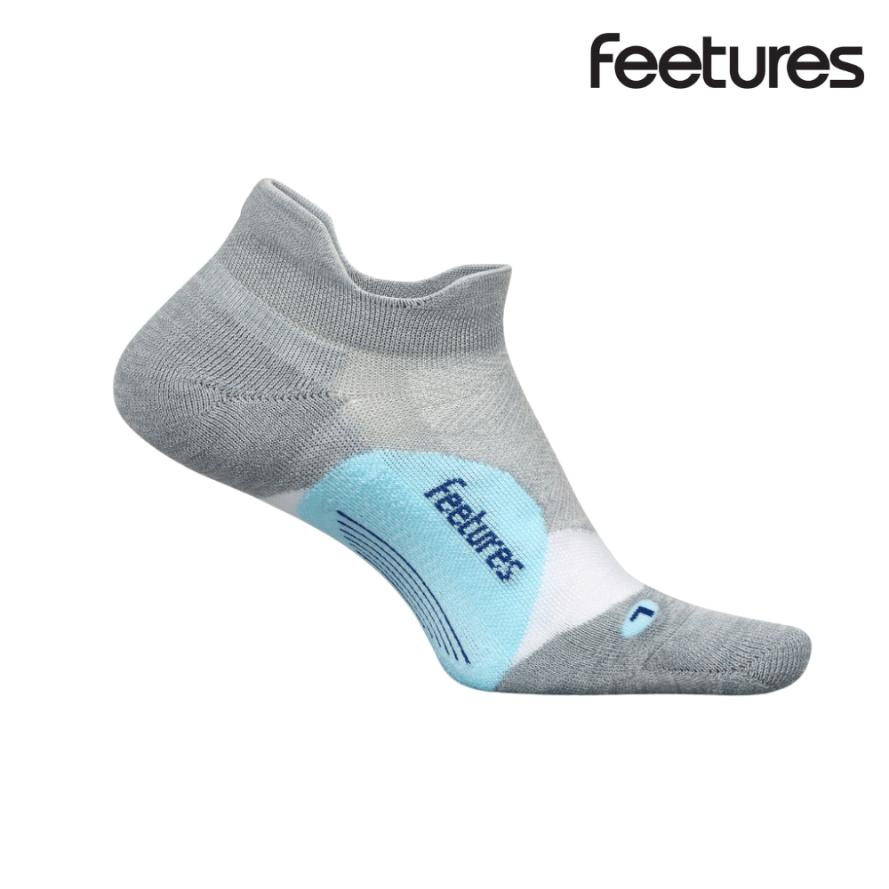 Feetures Active Elite Light Cushion No Show Tab - Gray Sky