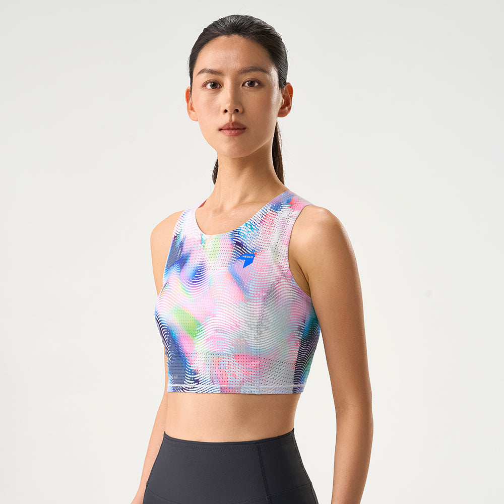 NEDAO Women Qiflow Running Crop Top - Light Stream Pink