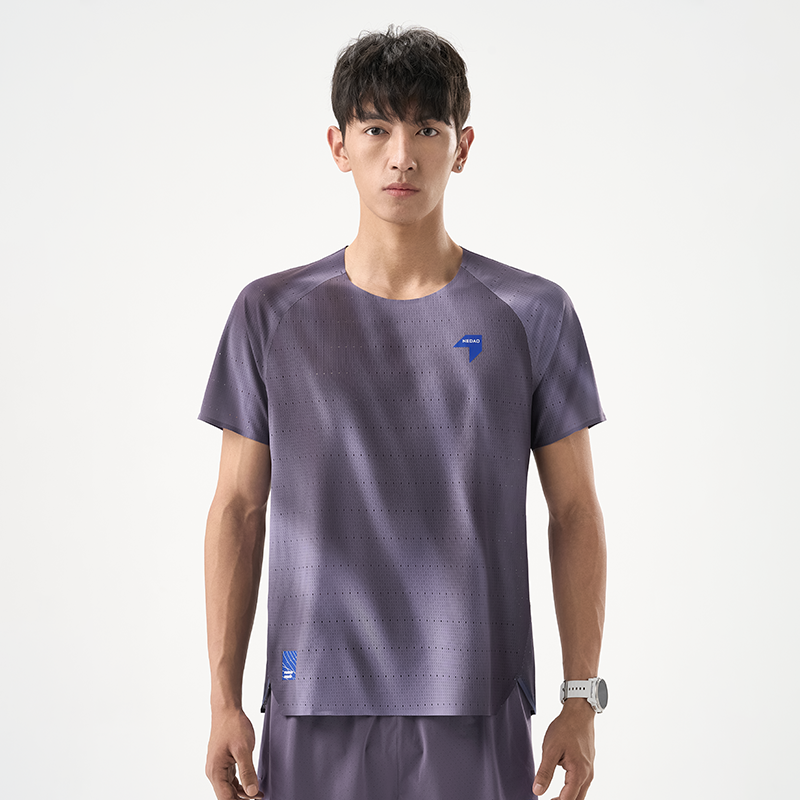 NEDAO Men Qiflow Running T-Shirt Vortex - Aurora Indigo