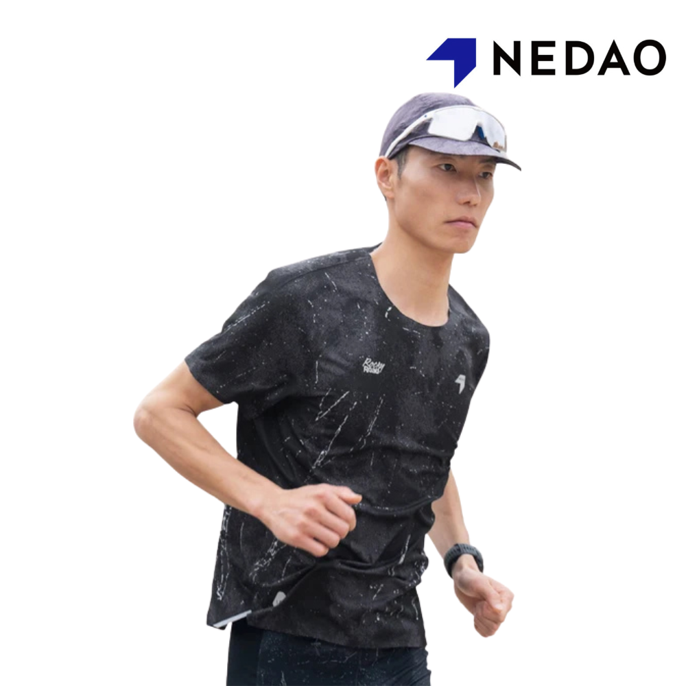NEDAO Men Qiflow Running T-Shirt Rockyroad - Black