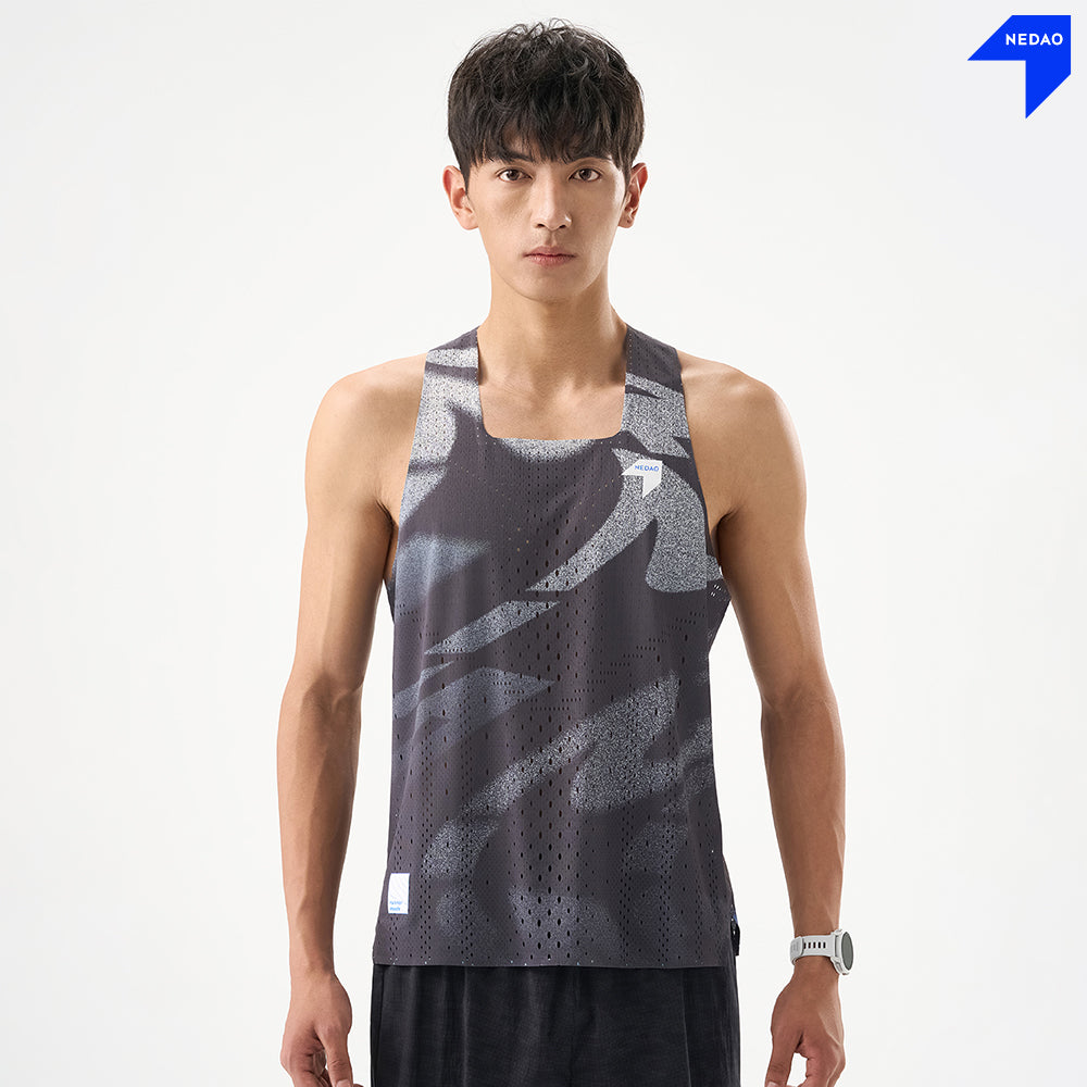 NEDAO Men Qiflow Racing Singlet Vortex - Forge Black