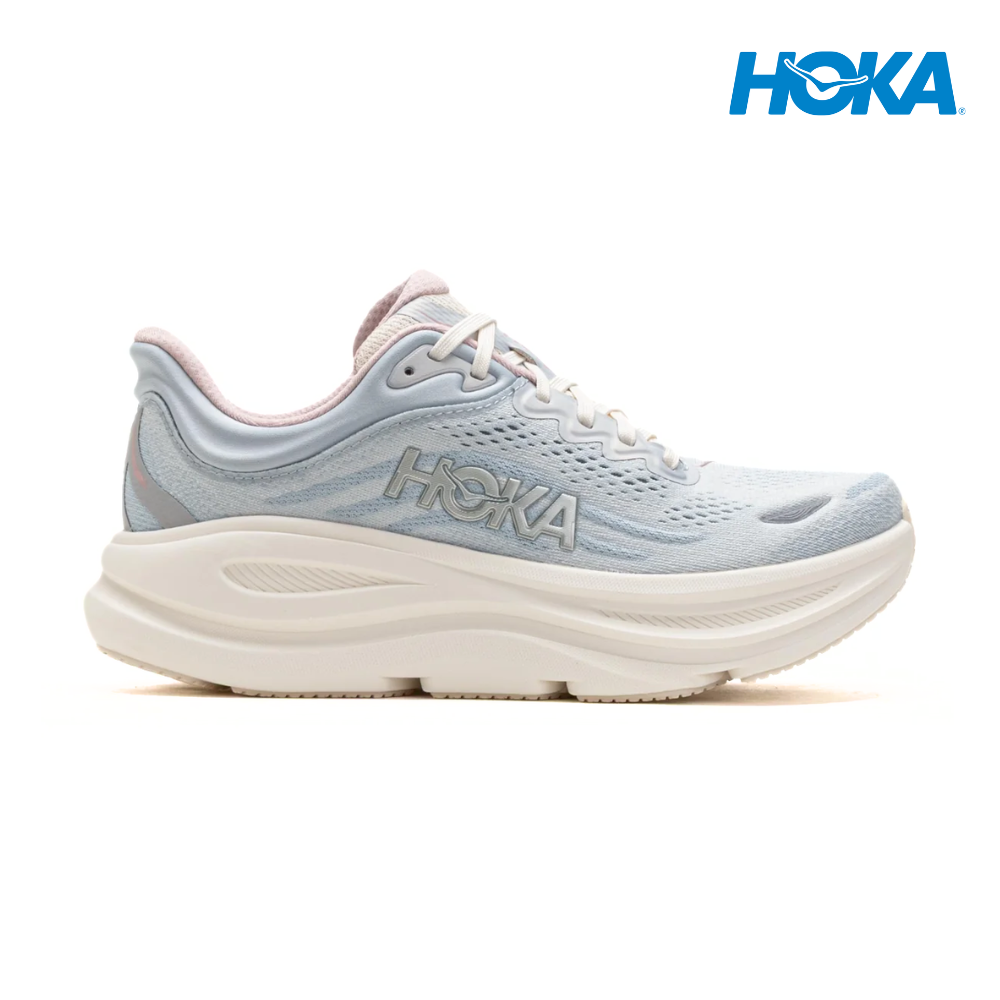 HOKA Women Bondi 9 GLM Wide - Alabaster / Mineral Blue