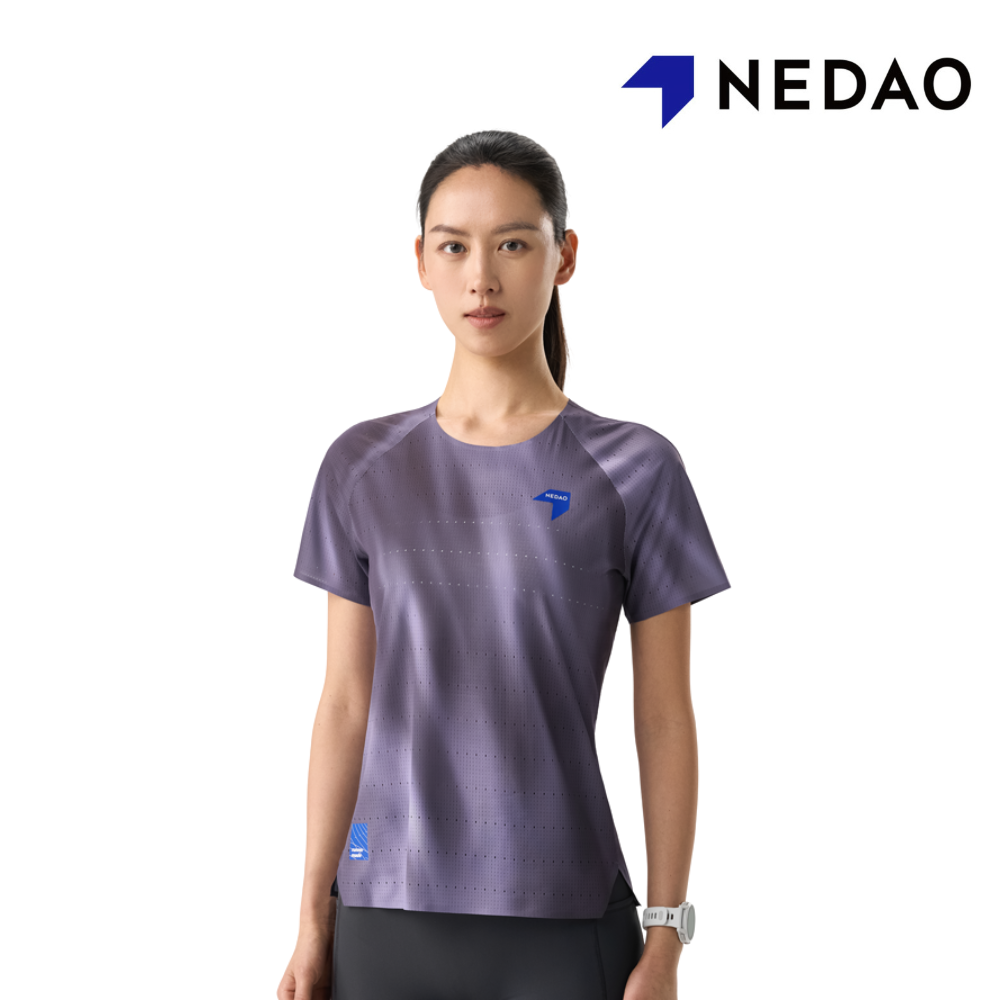 NEDAO Women Qiflow Running T-Shirt Vortex - Aurora Indigo