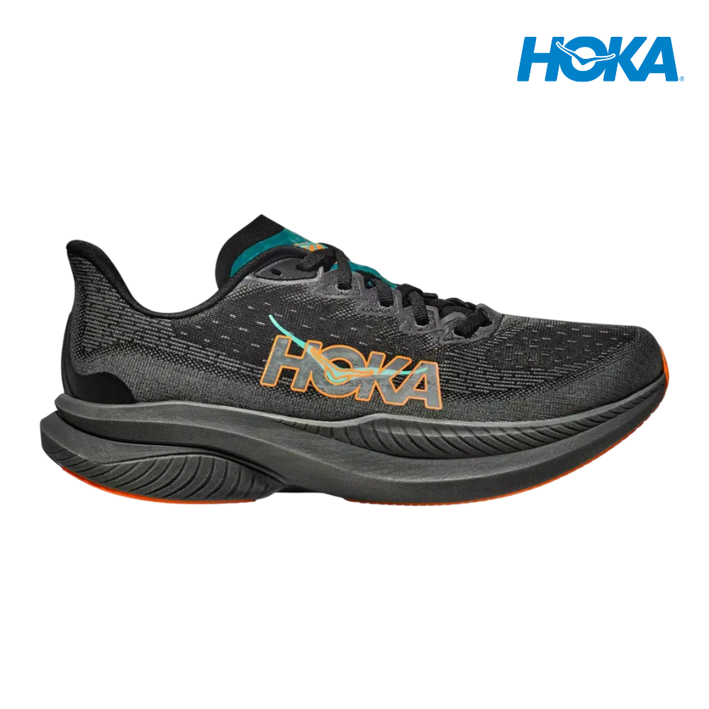 HOKA Men Mach 6 - Black / Electric Tangerine