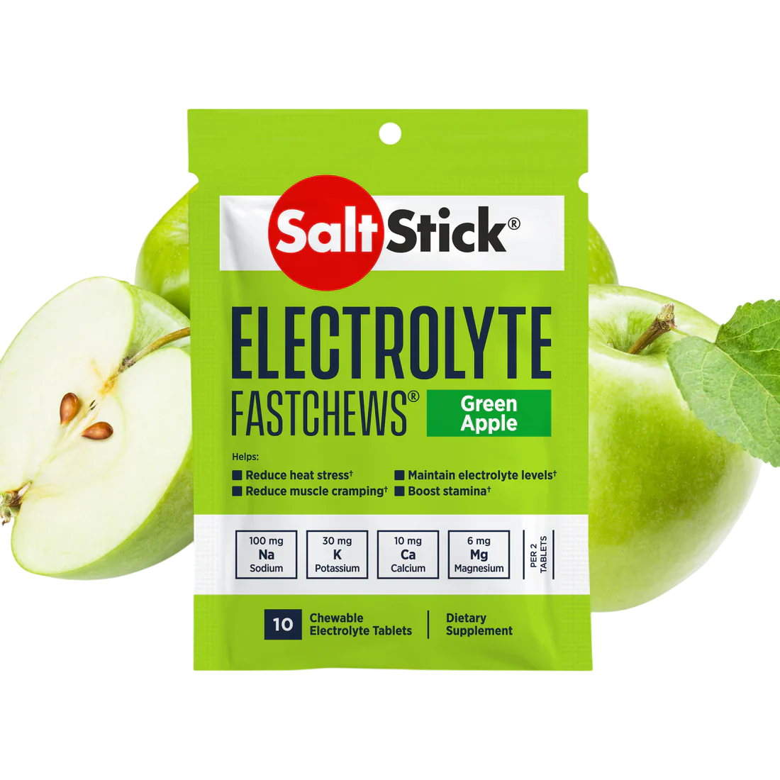 (4 Packs) SaltStick Fastchews Green Apple 10ct Packet - Expiry Date: Oct 2026