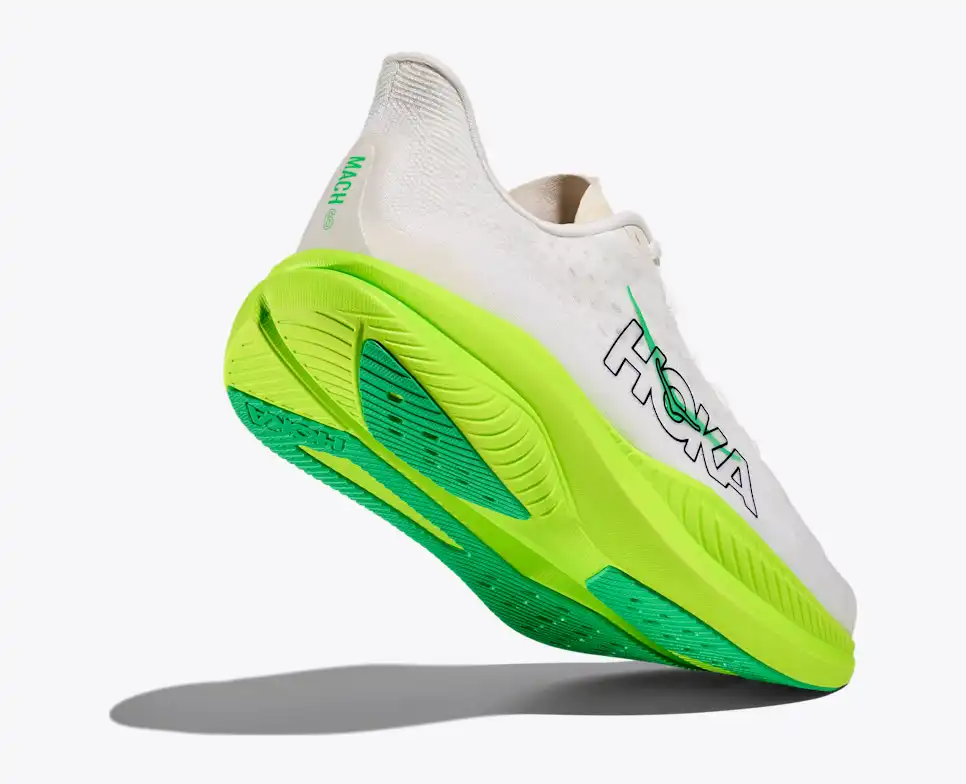 HOKA Men Mach 6 - White / Neon Lime