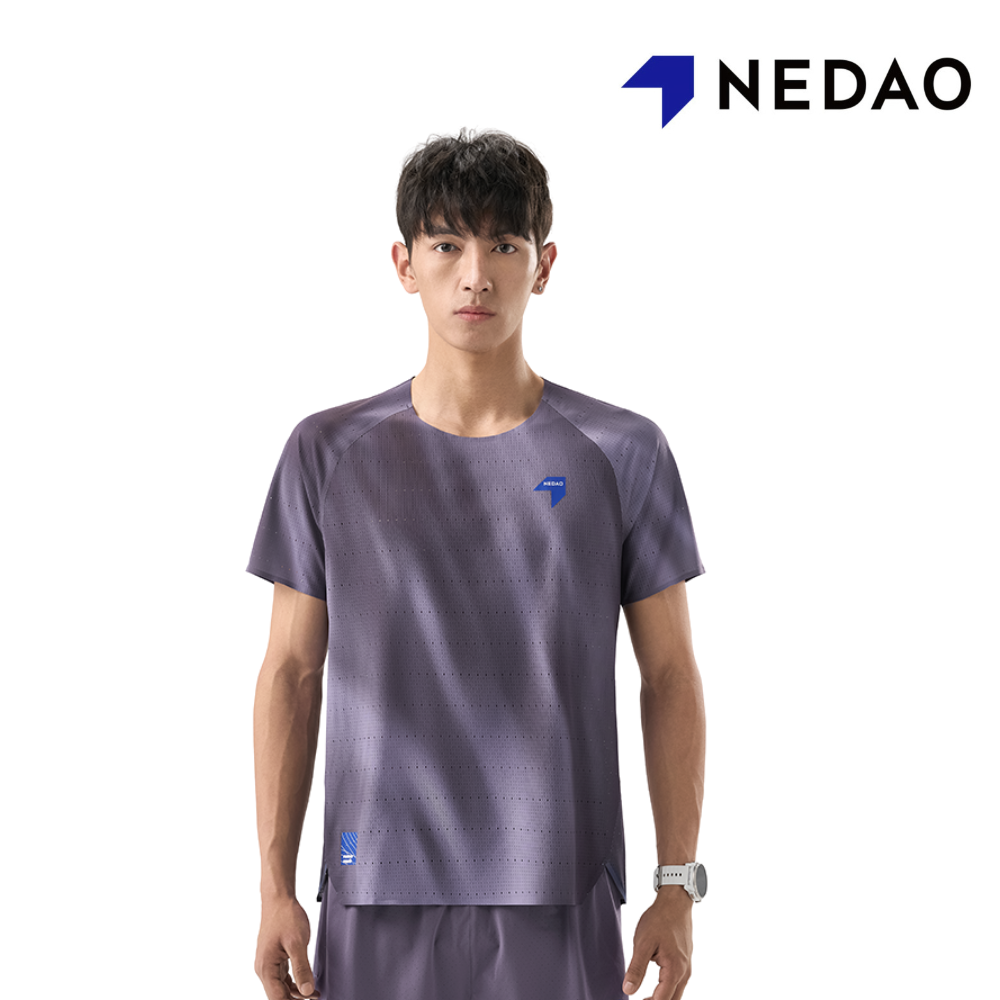 NEDAO Men Qiflow Running T-Shirt Vortex - Aurora Indigo