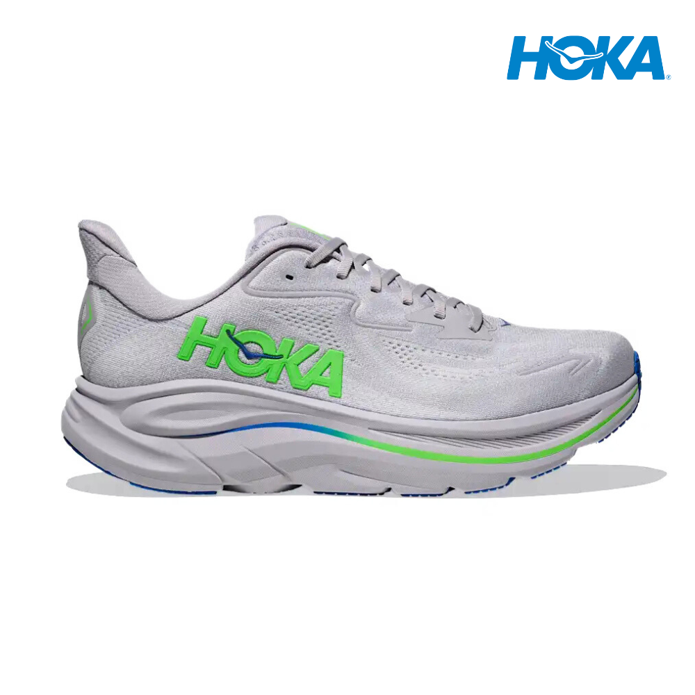 HOKA Men Clifton 10 - Ash Grey / Neon Green