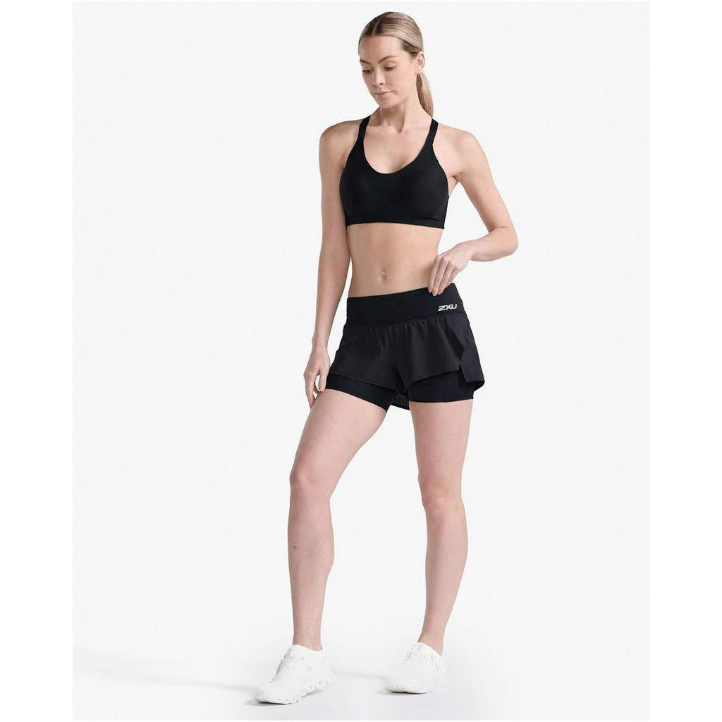 2Xu Women Aero 2-In-1 4 Inch Shorts - Black / Silver Reflective