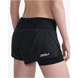 2Xu Women Aero 2-In-1 4 Inch Shorts - Black / Silver Reflective