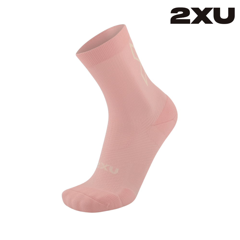 2XU Unisex Vectr Light Cushion Crew Socks - Pink Frost / White