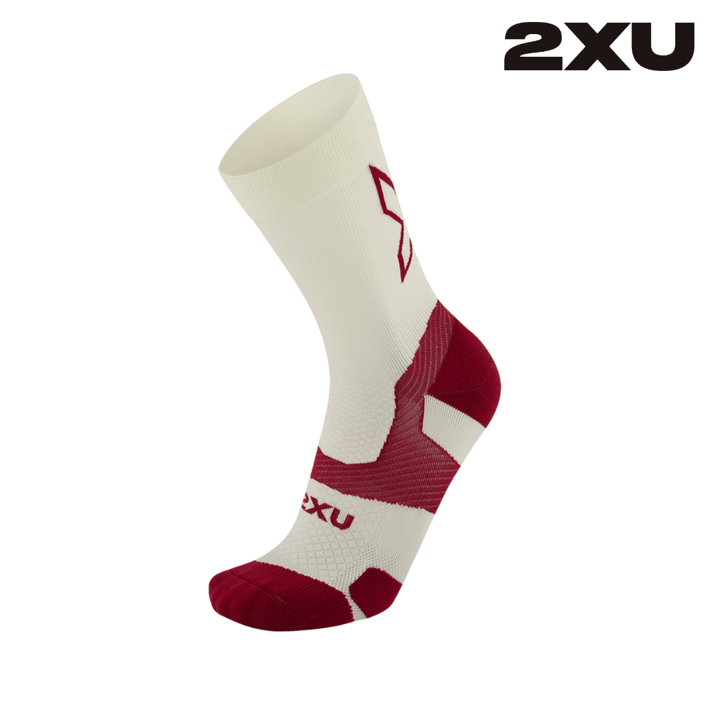 2XU Unisex Vectr Light Cushion Crew Socks - Blush / Merlot