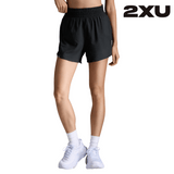 2XU Women Aero Hi-Rise 4 Inch Shorts - Black / Silver Reflective