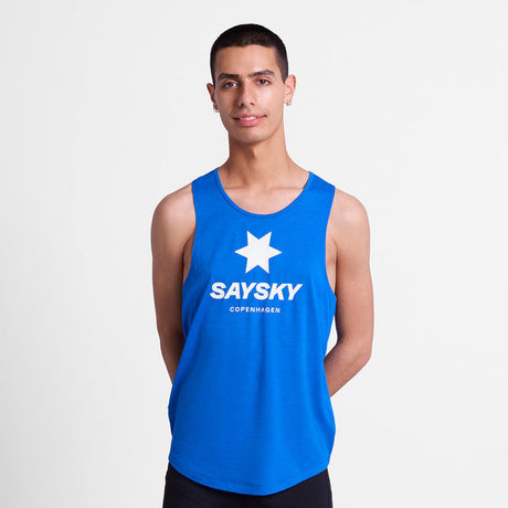 SAYSKY Men Logo Combat Pro Singlet - Blue