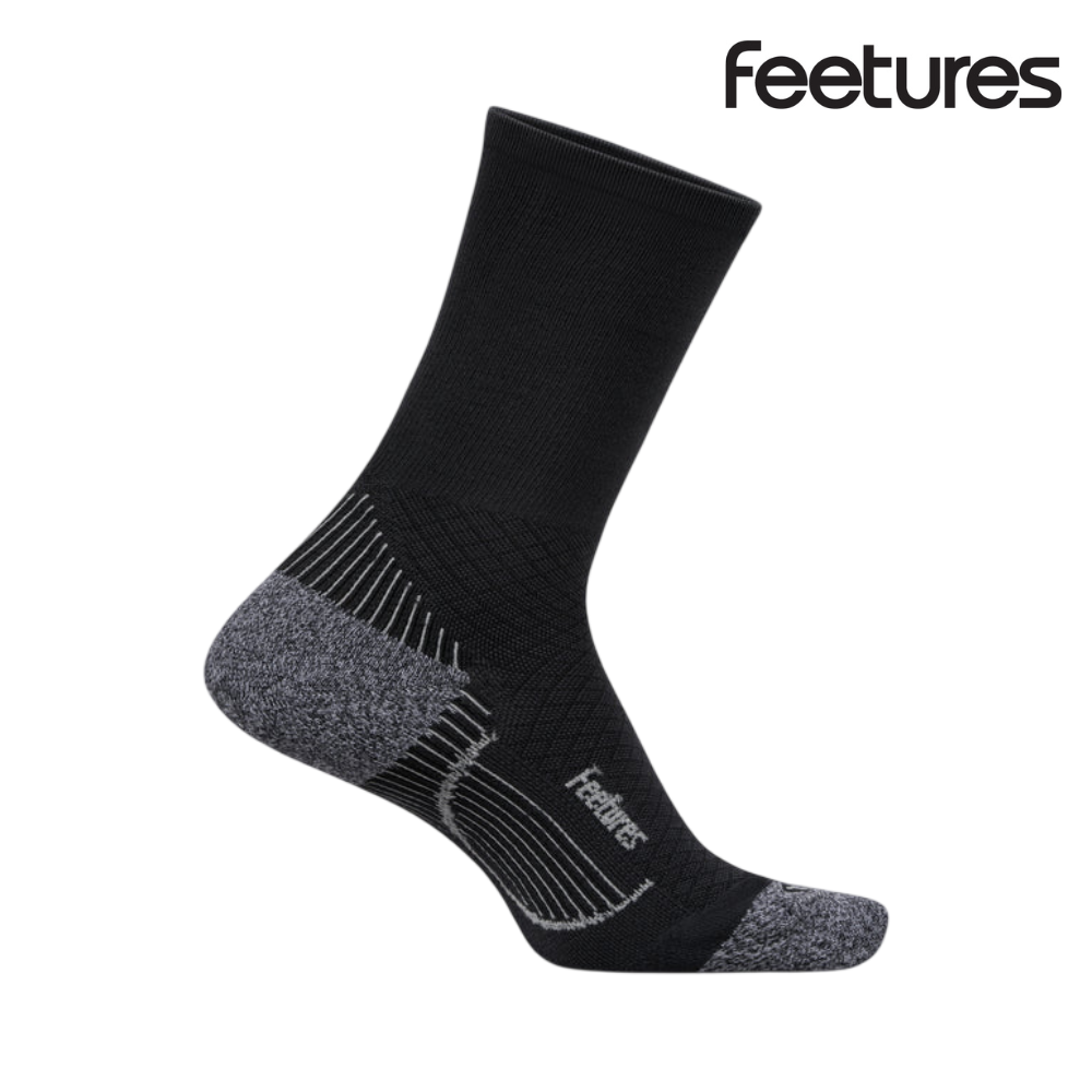 Feetures Plantar Fasciitis Relief Light Cushion Mini Crew - Black