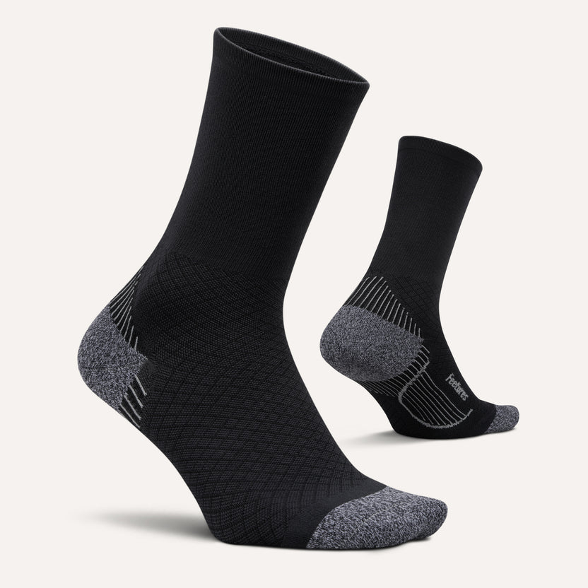 Feetures Plantar Fasciitis Relief Light Cushion Mini Crew - Black