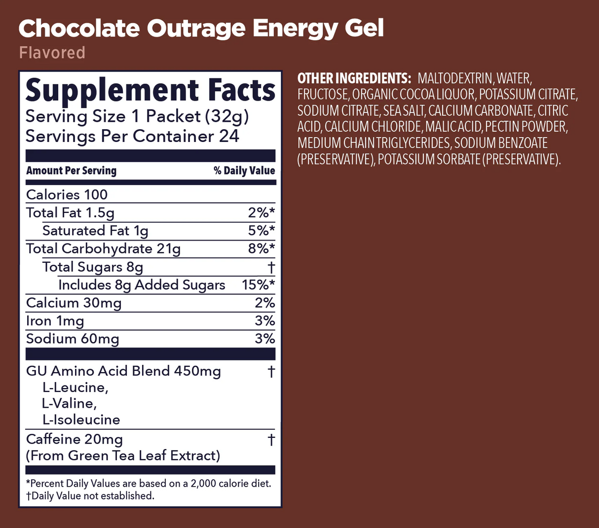 (6 Packs) GU Energy Gel Chocolate Outrage - Expiry Date: Dec 2026